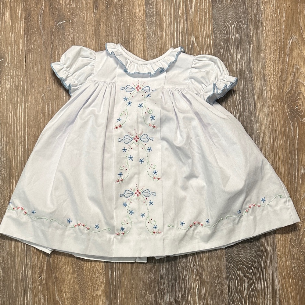 The Proper Peony White Baby Dress with Embroidered Details